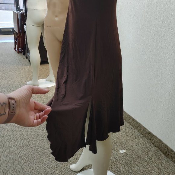 BROWN PARTY DRESS WITH GOLD SEQUINED STRAPS BLONIE NITES BY LINDA BERNELL S11 - Picture 6 of 11